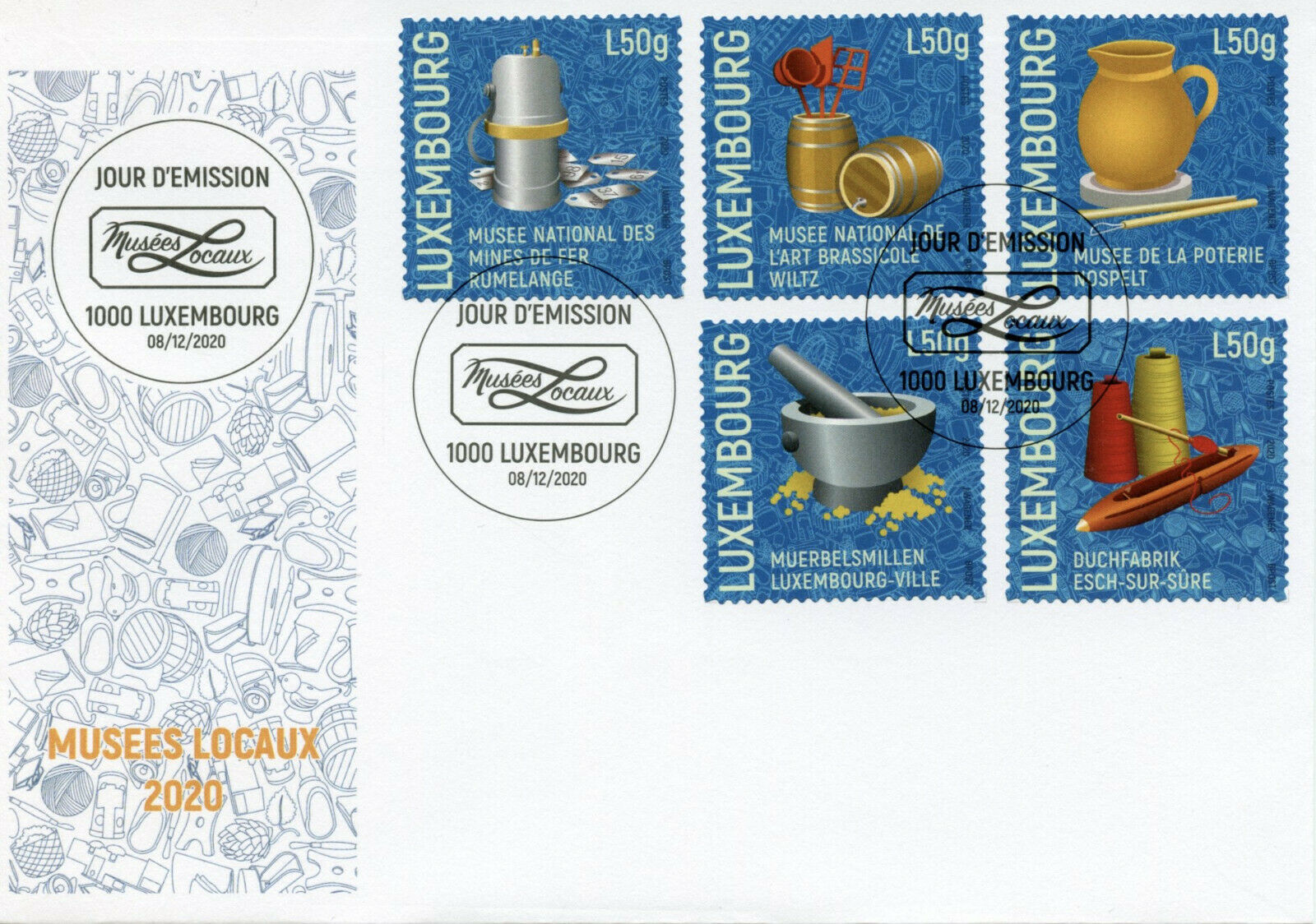Luxembourg Art Stamps 2020 FDC Local Museums Pottery Handicrafts 5v S/A Set