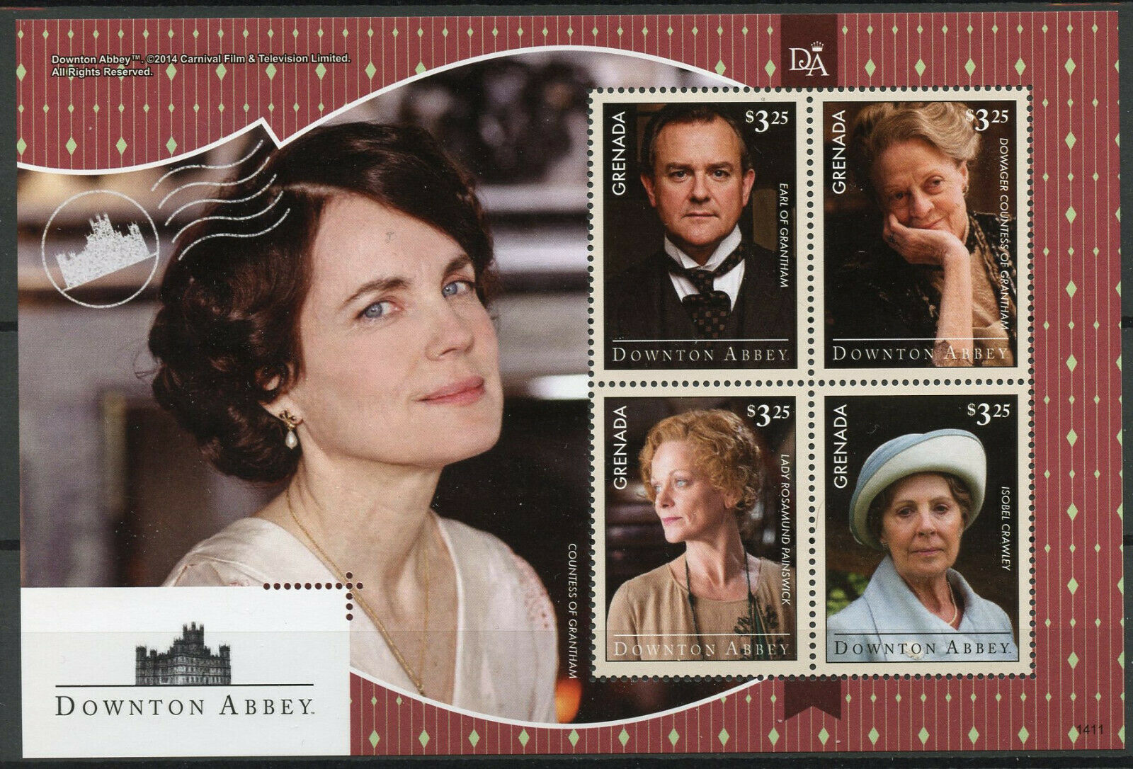 Grenada 2014 MNH Downton Abbey Earl Countess Grantham 4v M/S TV Series Stamps