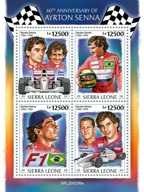 Sierra Leone 2020 MNH Sports Stamps Ayrton Senna F1 Famous People McLaren 4v M/S