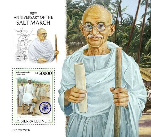 Sierra Leone 2020 MNH Mahatma Gandhi Stamps Salt March Famous People 1v S/S