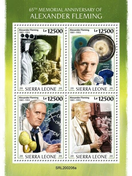 Sierra Leone Medical Stamps 2020 MNH Alexander Fleming Mushrooms Science 4v M/S