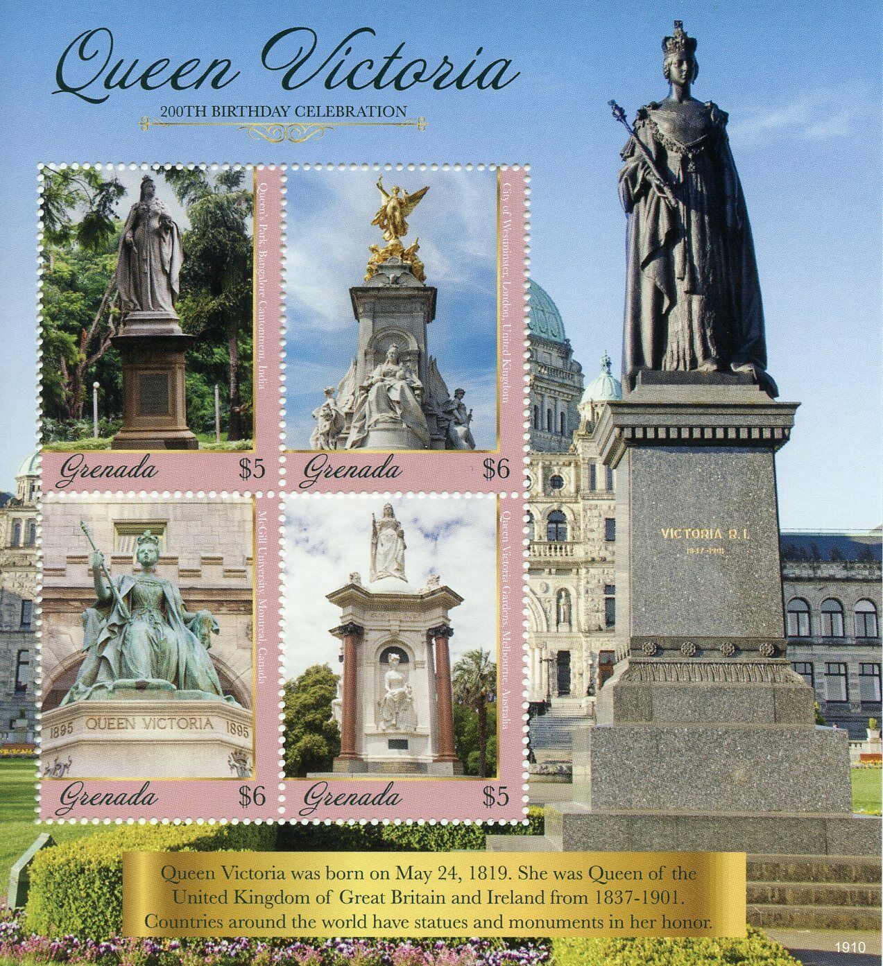 Grenada 2019 MNH Royalty Stamps Queen Victoria 200th Birthday People 4v M/S I