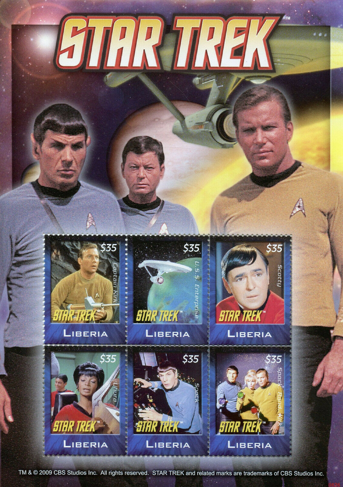 Liberia Star Trek Stamps 2008 MNH Captain Kirk Spock Leonard Nimoy 6v M/S II