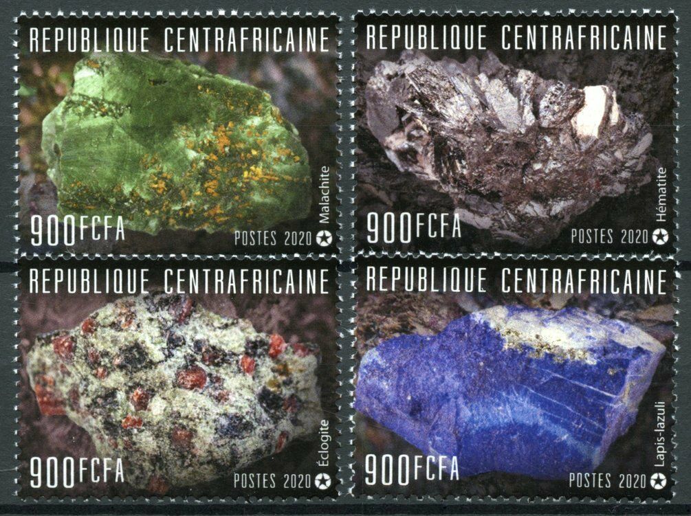 Central African Rep 2020 MNH Minerals Stamps Malachite Lapis Lazuli 4v Set