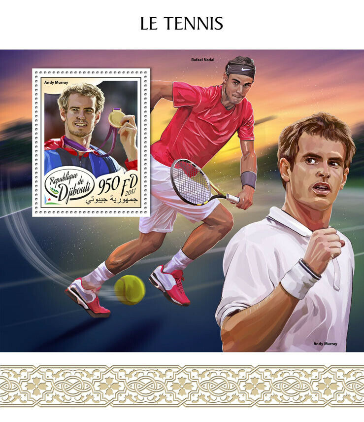 Djibouti Tennis Stamps 2017 MNH Rafael Nadal Andy Murray Sports 1v S/S
