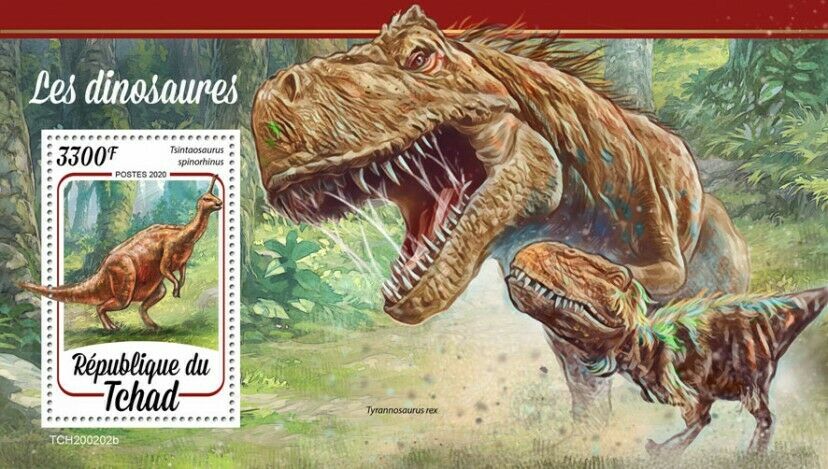Chad Dinosaurs Stamps 2020 MNH Tsintaosaurus T-Rex Prehistoric Animals 1v S/S