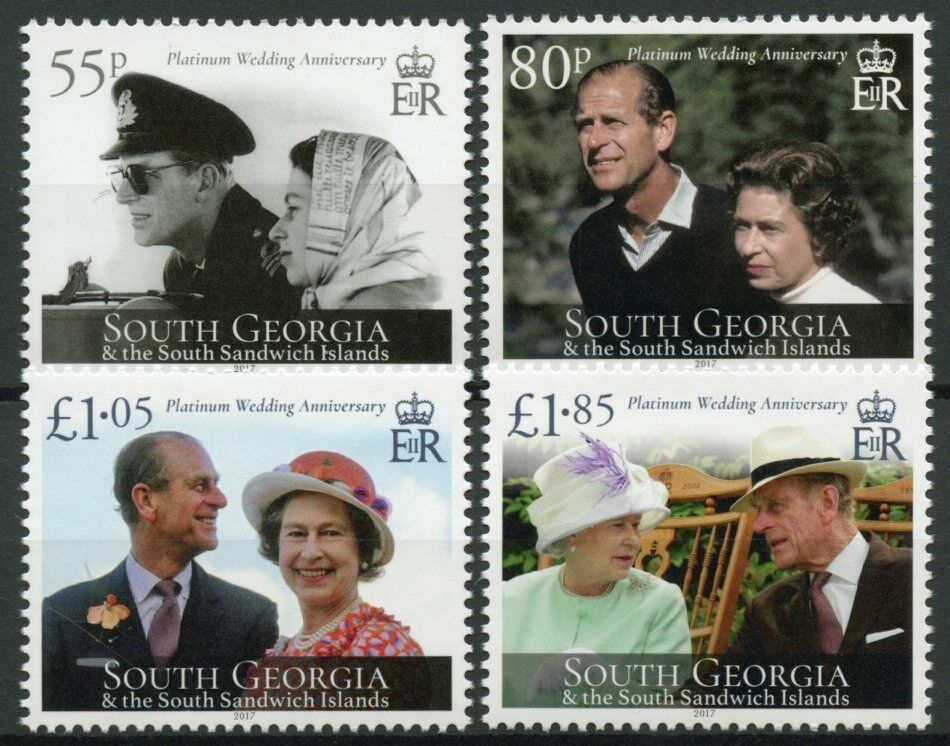 South Georgia & Sandw Isl Stamps 2017 MNH Queen Elizabeth II Wedding 4v Set