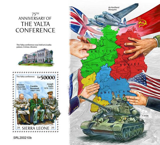 Sierra Leone 2020 MNH Military Stamps WWII WW2 Yalta Conference Churchill Stalin 1v S/S