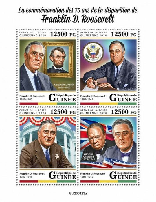 Guinea 2020 MNH People Stamps Franklin Roosevelt Churchill Lincoln US Presidents 4v M/S
