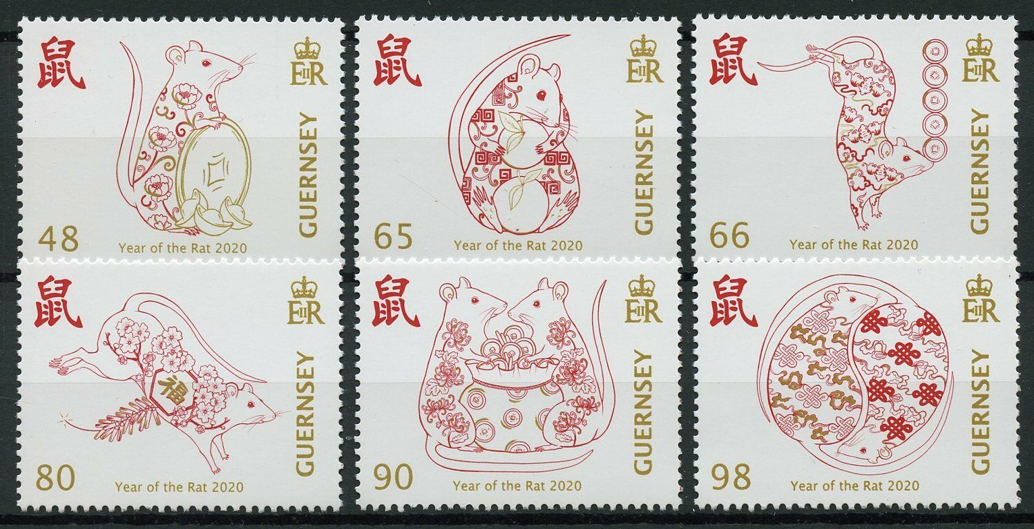 Guernsey Year of Rat 2020 Stamps MNH Chinese Lunar New Year 6v Set
