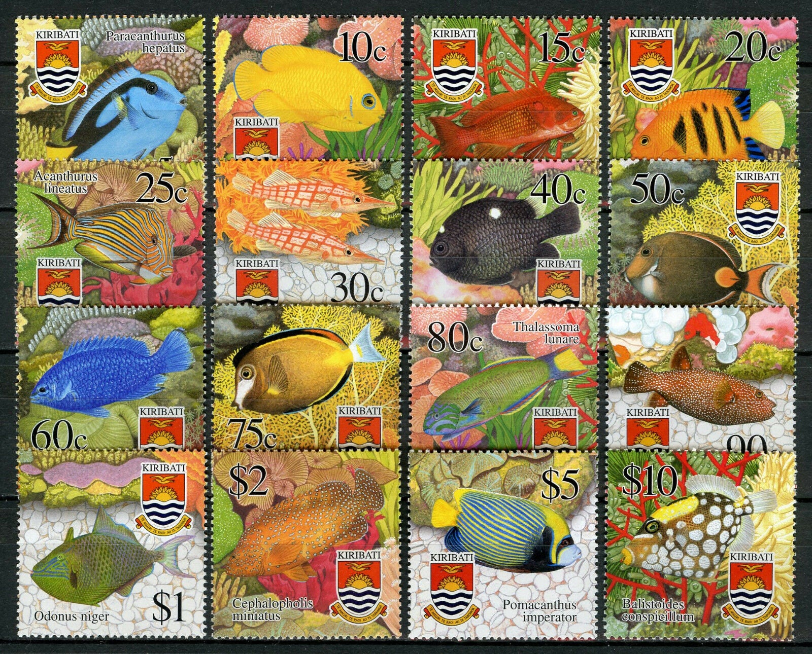 Kiribati 2002 MNH - Tropical Fish - Fishes Marine - 16v Set Stamps