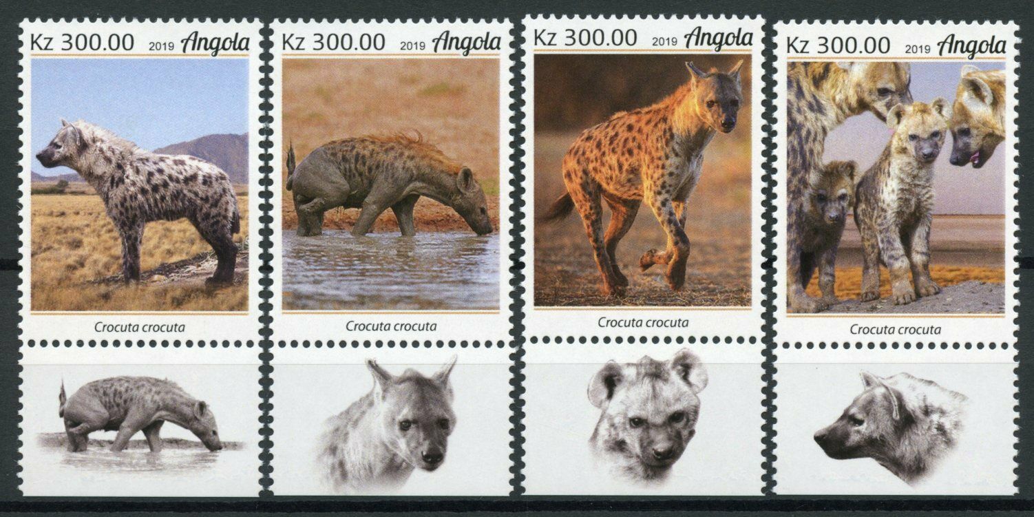 Angola Wild Animals Stamps 2019 MNH Hyenas Spotted Hyena Fauna 4v Set