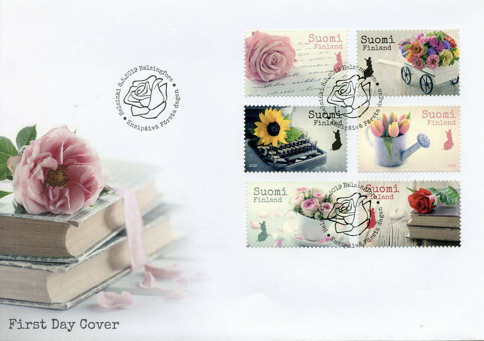 Finland 2019 FDC Say It with Flowers Tulips Roses 6v S/A Cover Flora Stamps