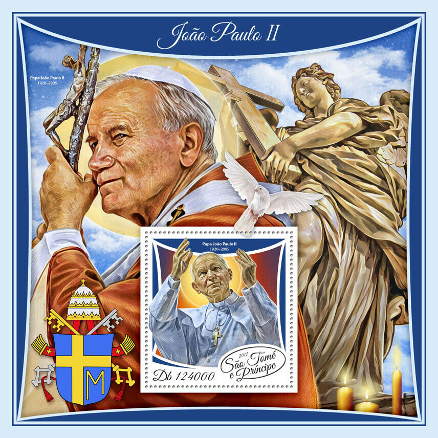 Sao Tome & Principe Popes Stamps 2017 MNH Pope John Paul Nelson Mandela 1v S/S