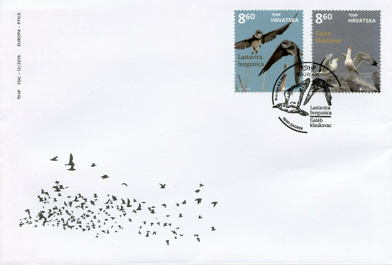 Croatia 2019 FDC Birds Europa Gulls Sand Martin 2v Set Cover Stamps