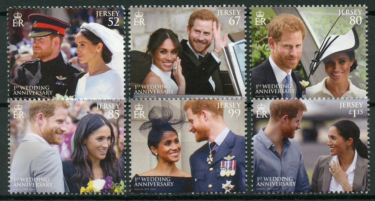 Jersey 2019 MNH Prince Harry & Meghan 1st Wedding Anniv 6v Set Royalty Stamps
