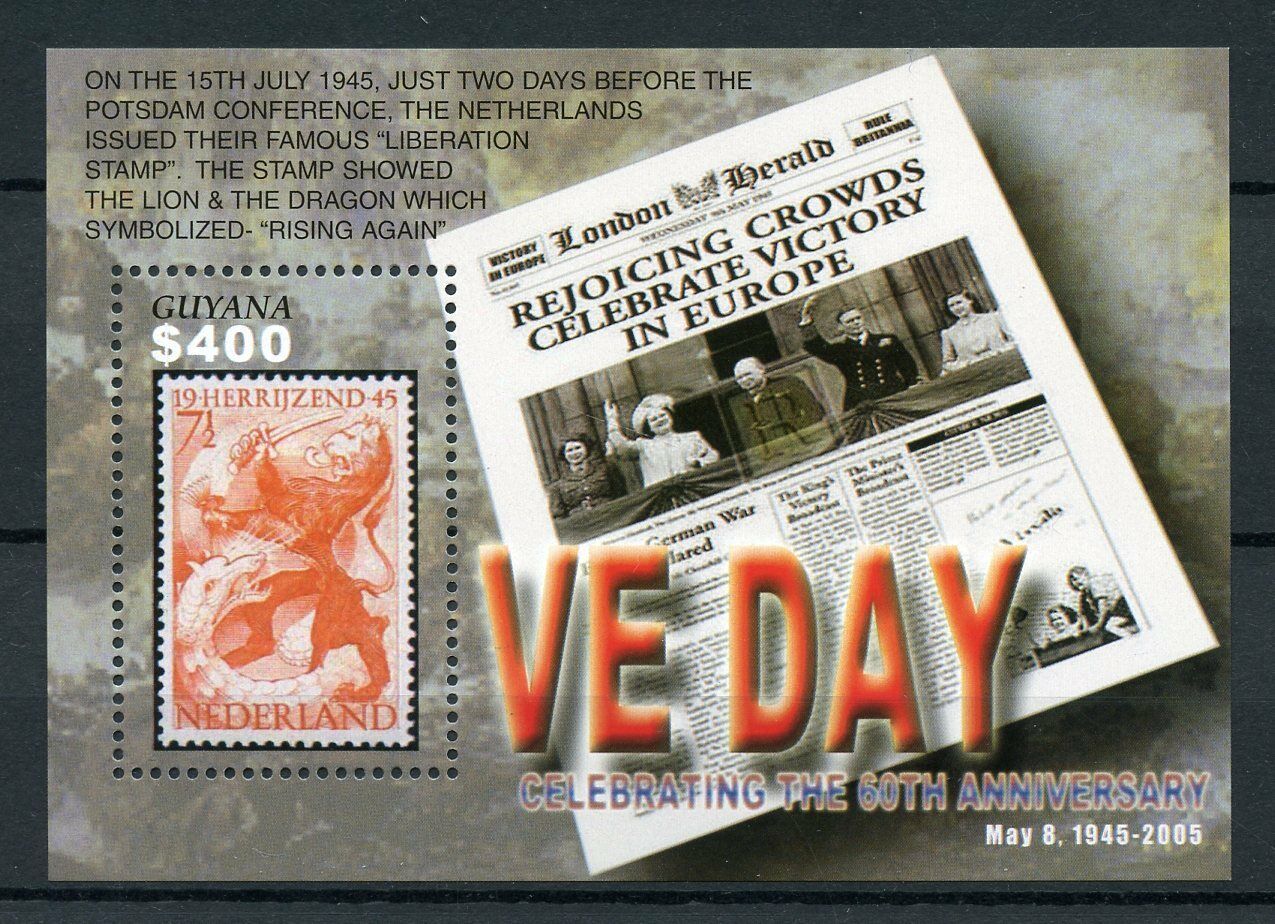 Guyana 2005 MNH Military Stamps WW2 WWII VE Day 60th End of World War II Churchill 1v S/S