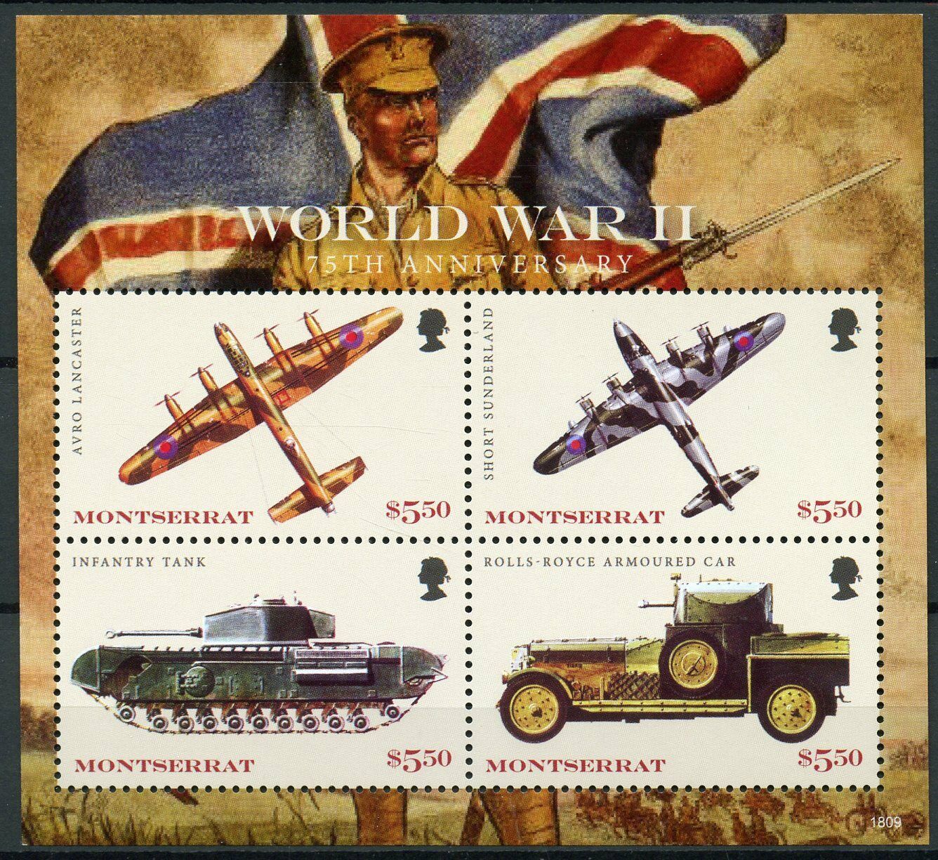 Montserrat 2018 MNH Military Stamps WWII WW2 World War II Aviation Tanks 4v M/S
