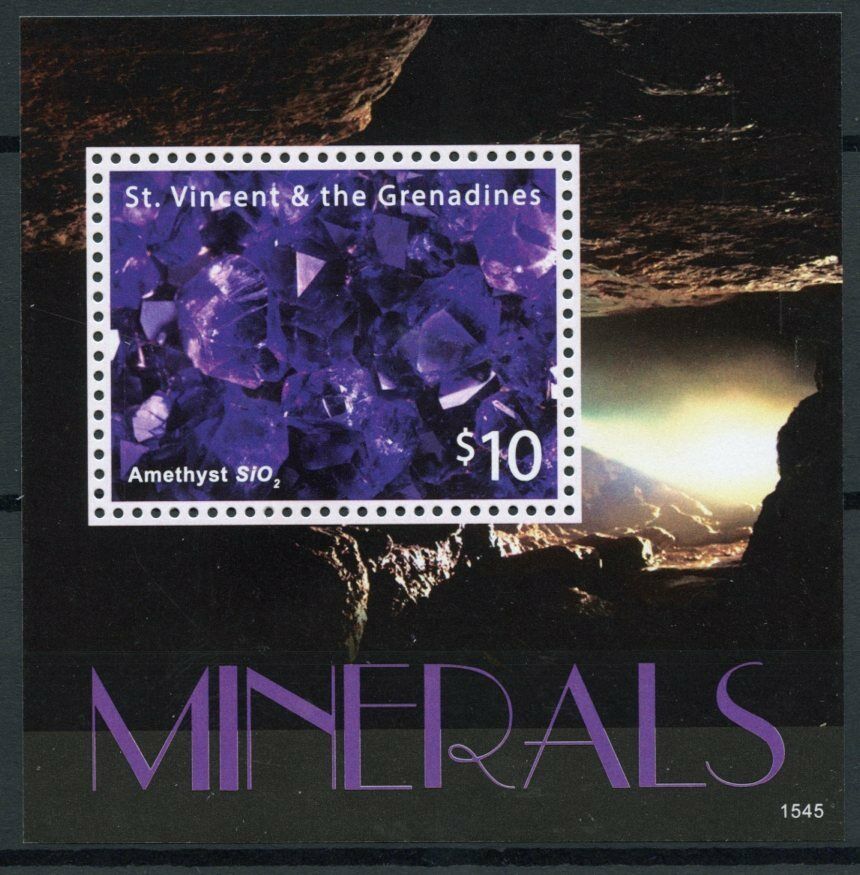 St Vincent & Grenadines 2015 MNH Minerals Stamps Amethyst Crystals 1v S/S