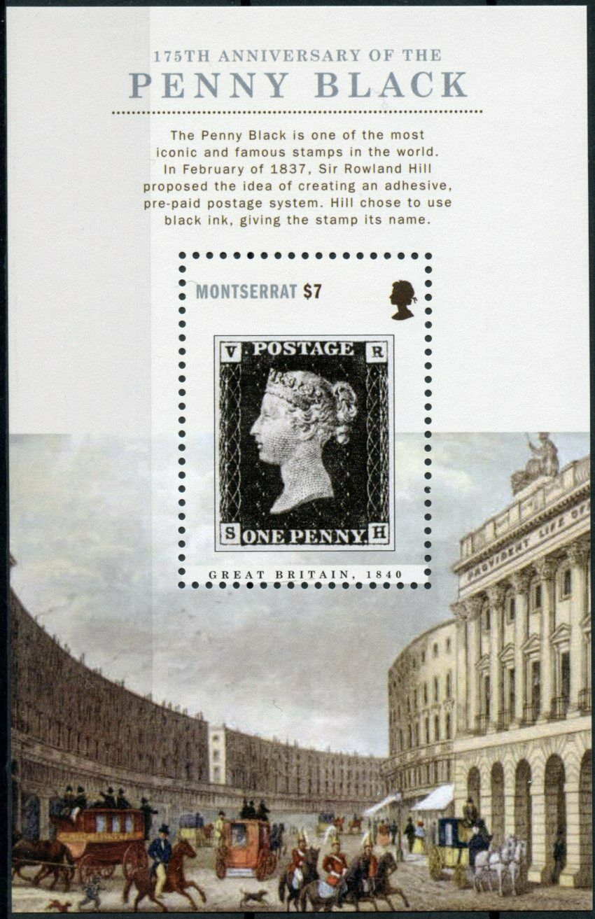 Montserrat 2015 MNH Stamps-on-Stamps Stamps Penny Black Rowland Hill SOS 1v S/S
