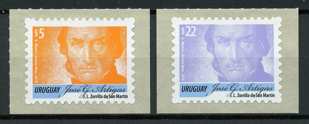 Uruguay Stamps 2018 MNH Jose Artigas Definitives Pt III Famous People 2v S/A Set