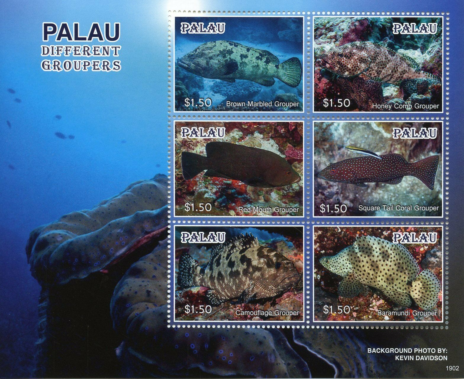 Palau 2019 MNH Groupers Baramundi Camouflage Grouper 6v M/S Fish Marine Stamps