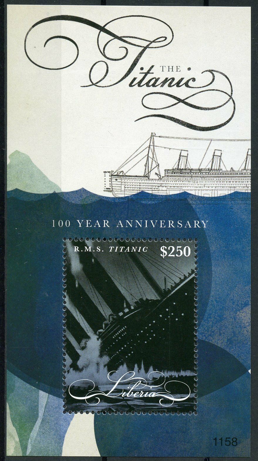 Liberia 2012 MNH RMS Titanic 100 Year Anniversary 1v S/S Ships Boats Stamps