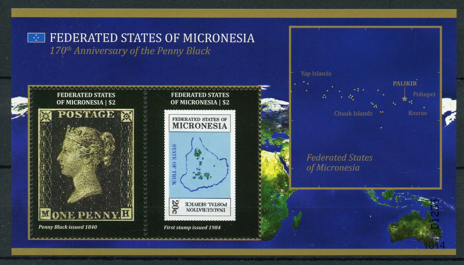 Micronesia 2010 MNH Stamps-on-Stamps Stamps Penny Black 170th Anniv SOS 2v S/S