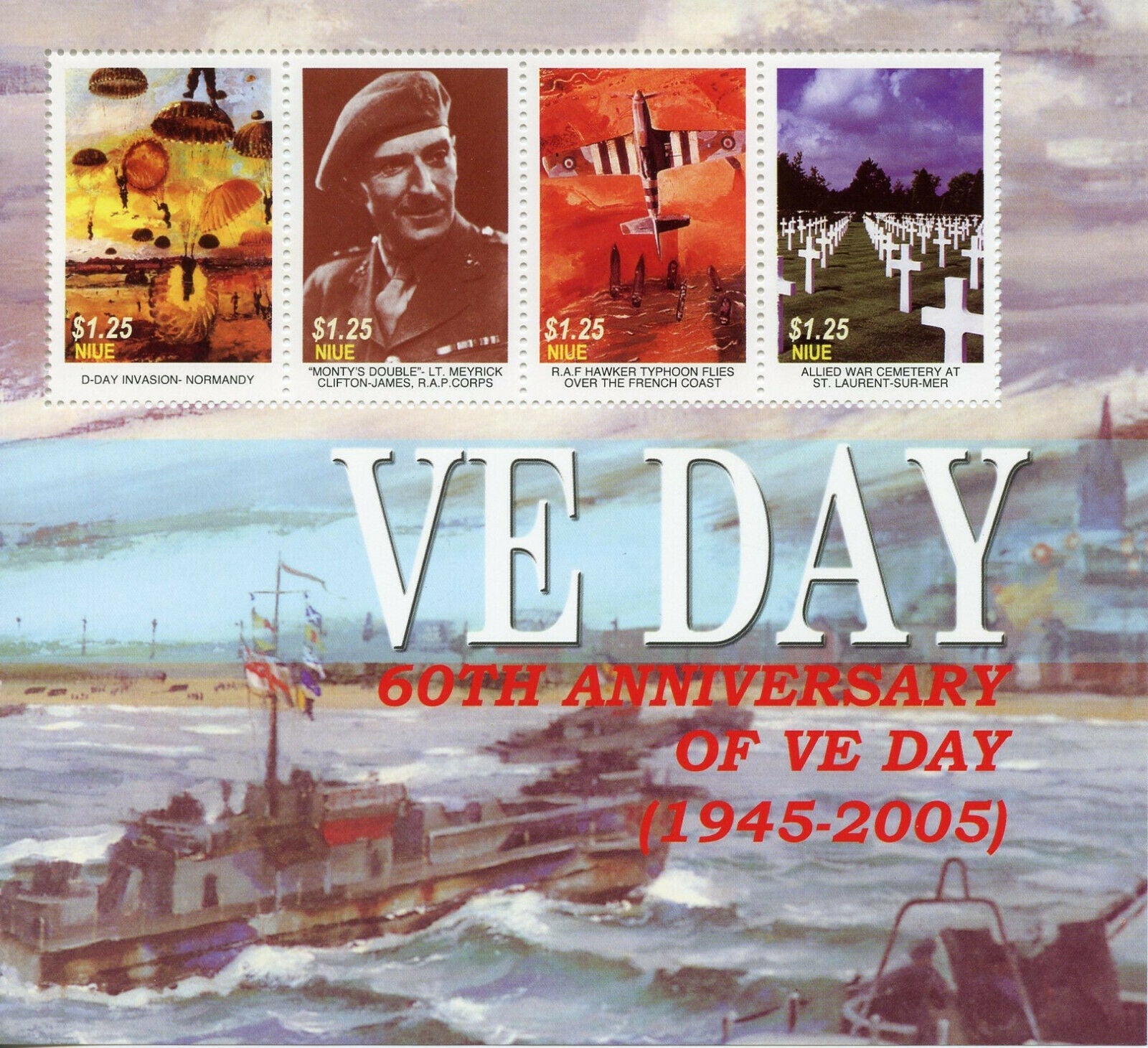 Niue 2005 MNH Military Stamps WWII WW2 VE Day D-Day RAF Hawker Typhoon 4v M/S
