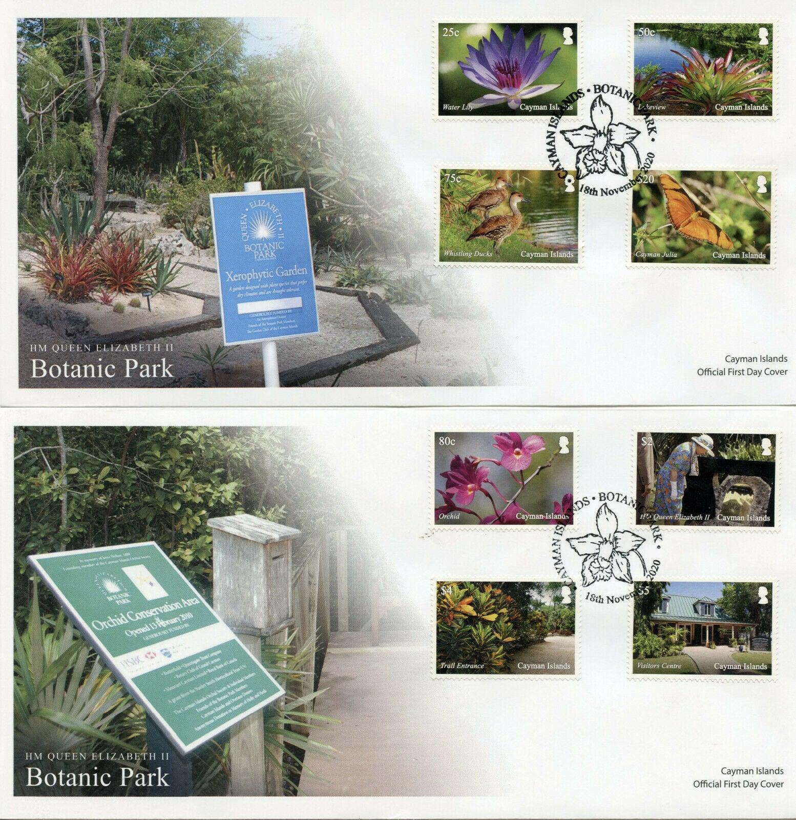 Cayman Isl Flowers Stamps 2020 FDC HM Queen Elizabeth II Botanic Park 12v Set