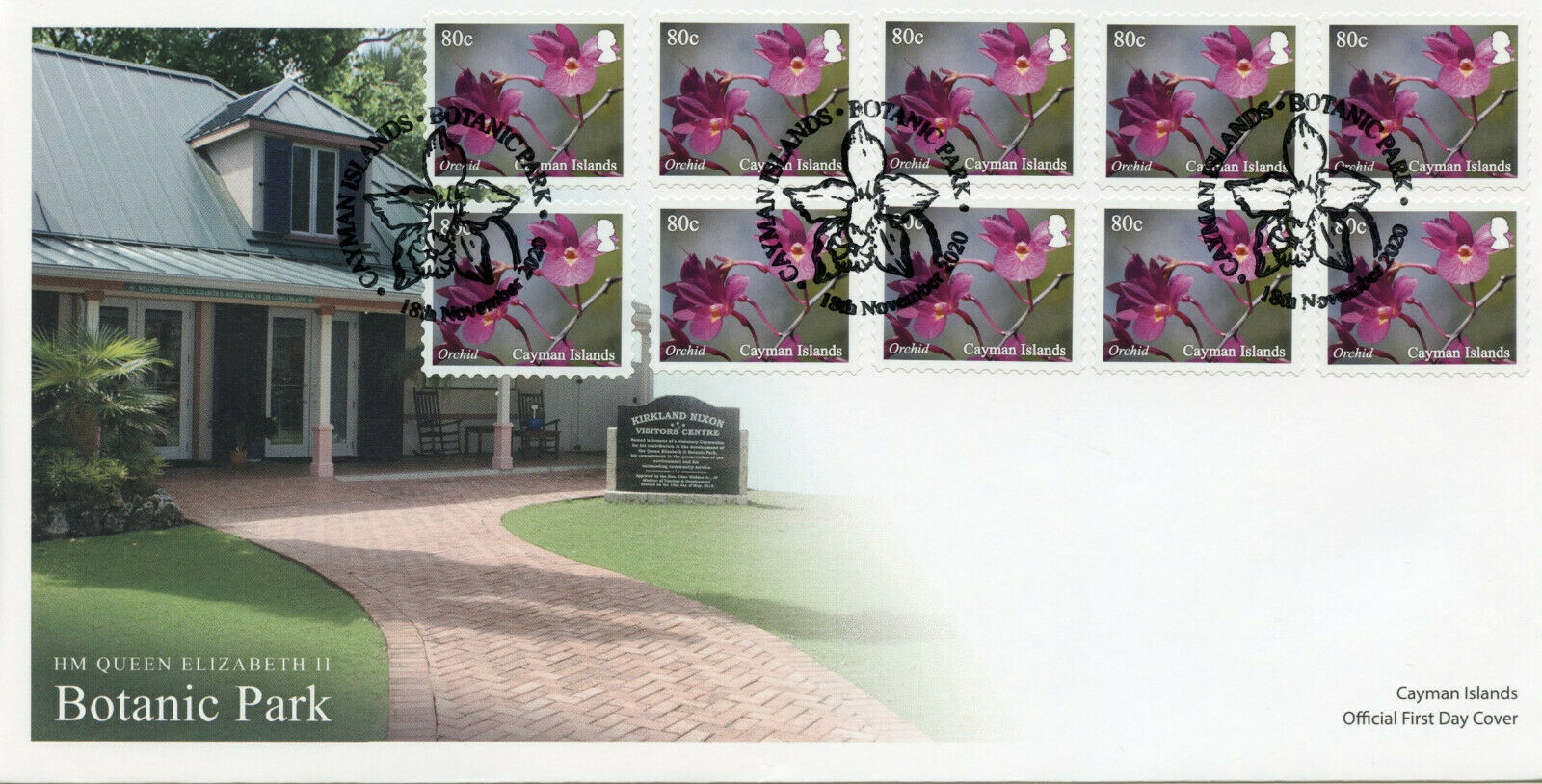 Cayman Isl Flowers Stamps 2020 FDC HM Queen Elizabeth II Botanic Park 3x 10v S/A