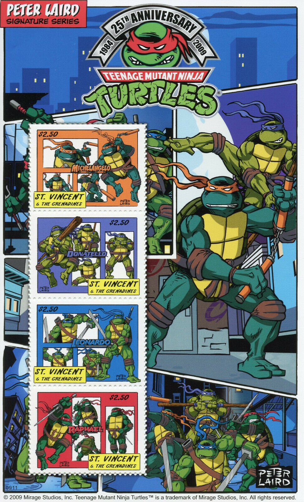 St Vincent & Grenadines 2009 MNH Cartoons Stamps Teenage Mutant Ninja Turtles TNMT 4v M/S