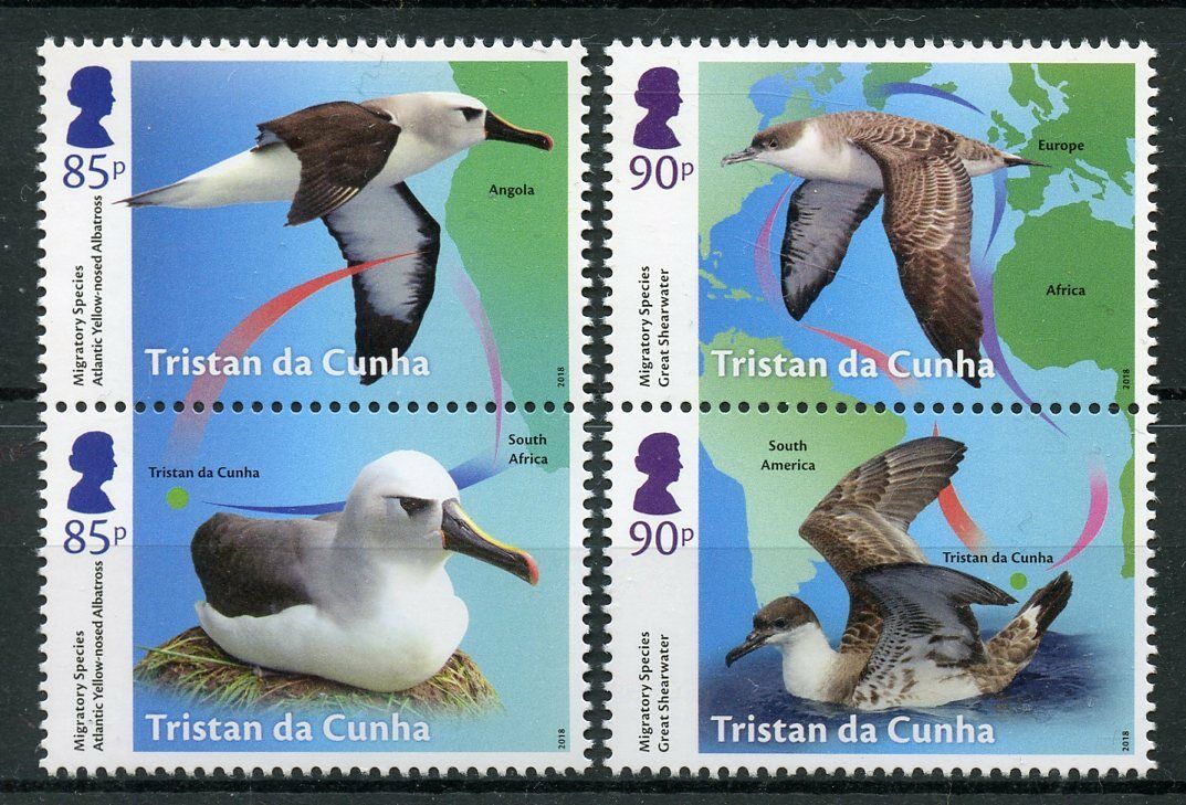Tristan da Cunha 2018 MNH Birds on Stamps Migratory Species Albatross 4v Set