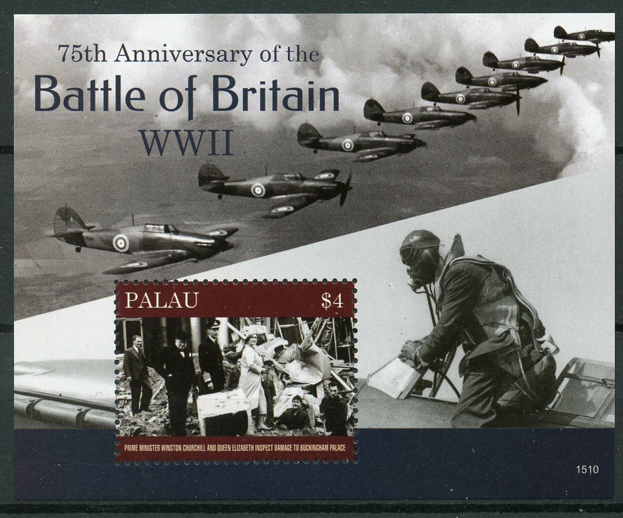 Palau Stamps 2015 MNH WWII WW2 Battle of Britain 75th Winston Churchill 1v S/S