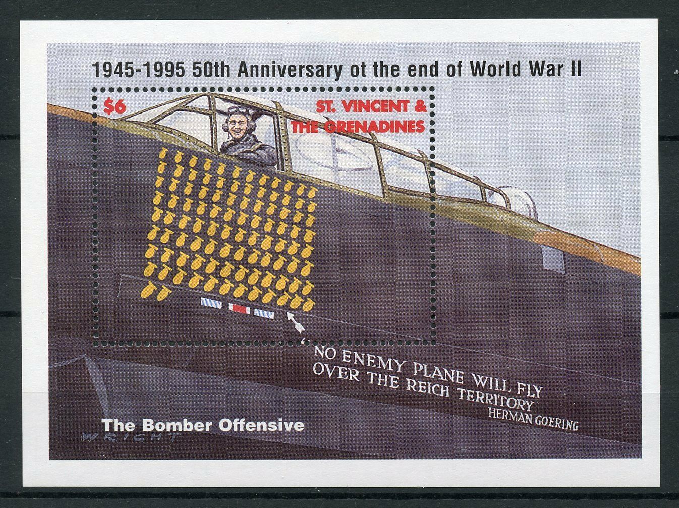 St Vincent & Grenadines Stamps 1995 MNH WWII WW2 VE Day 50th Aviation 1v S/S