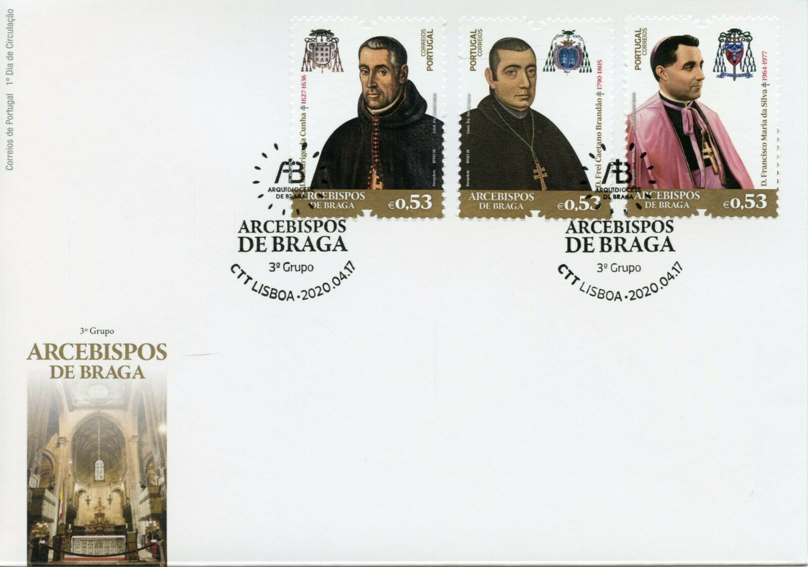 Portugal Religion Stamps 2020 FDC Archbishops of Braga Pt III People 3v Set