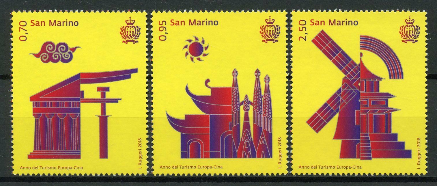 San Marino 2018 MNH Europe China Tourism Year 3v Set Architecture Stamps