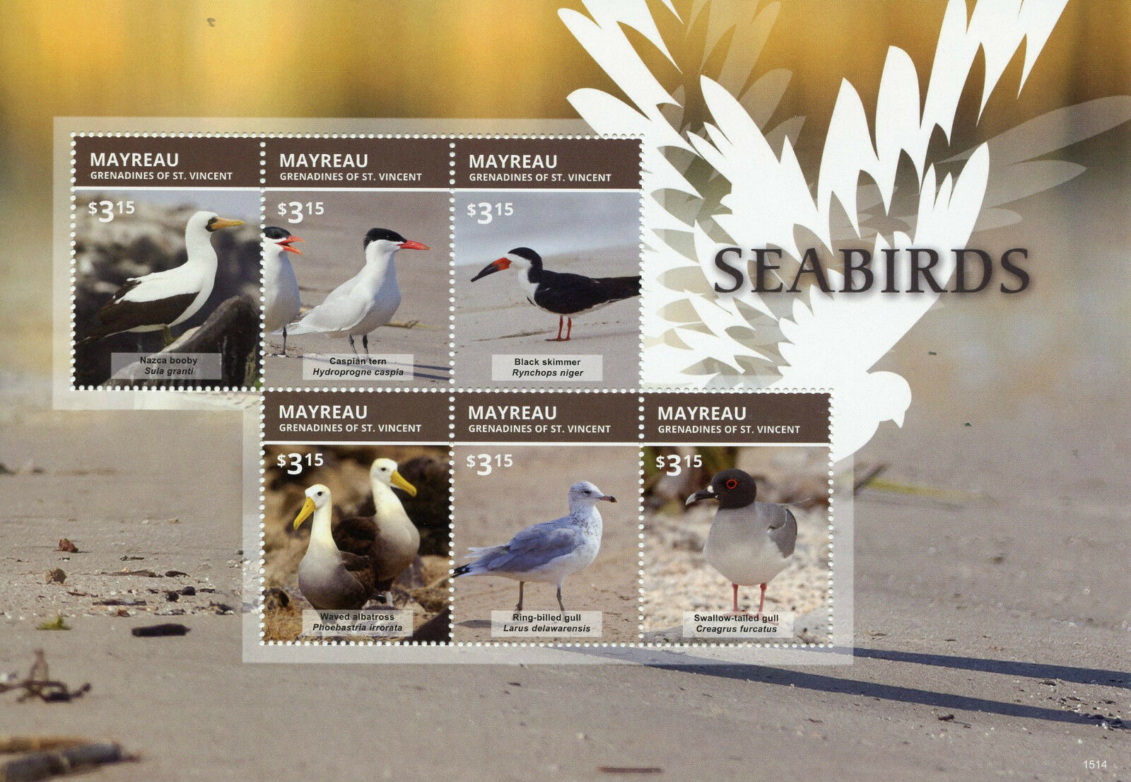 Mayreau Gren St Vincent 2015 MNH Birds on Stamps Seabirds Gulls Seagulls 6v M/S II