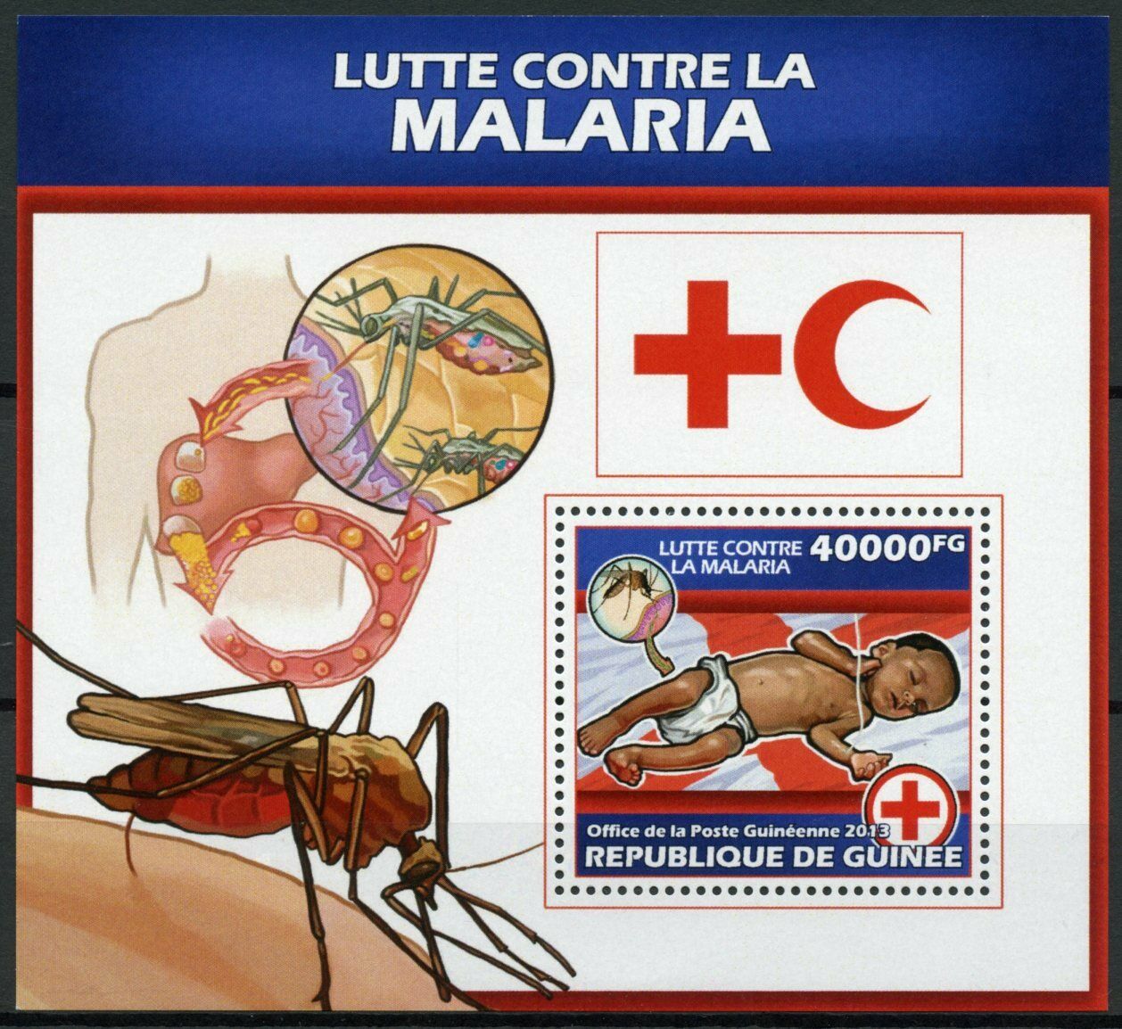 Guinea Medical Stamps 2013 MNH Fight Against Malaria Red Cross 1v S/S