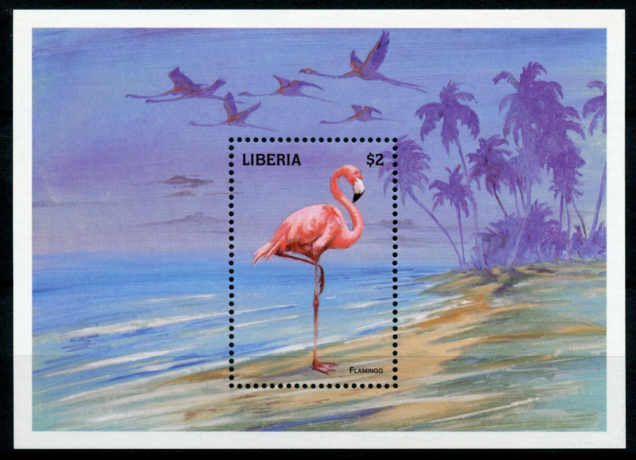 Liberia 1998 MNH Birds on Stamps Flamingos Flamingo Fauna 1v S/S