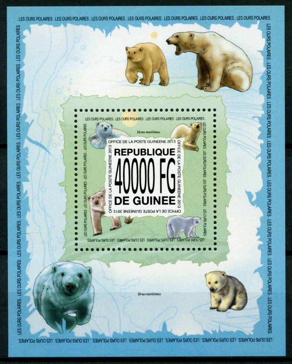 Guinea Wild Animals Stamps 2013 MNH Polar Bears Bear Fauna 1v S/S