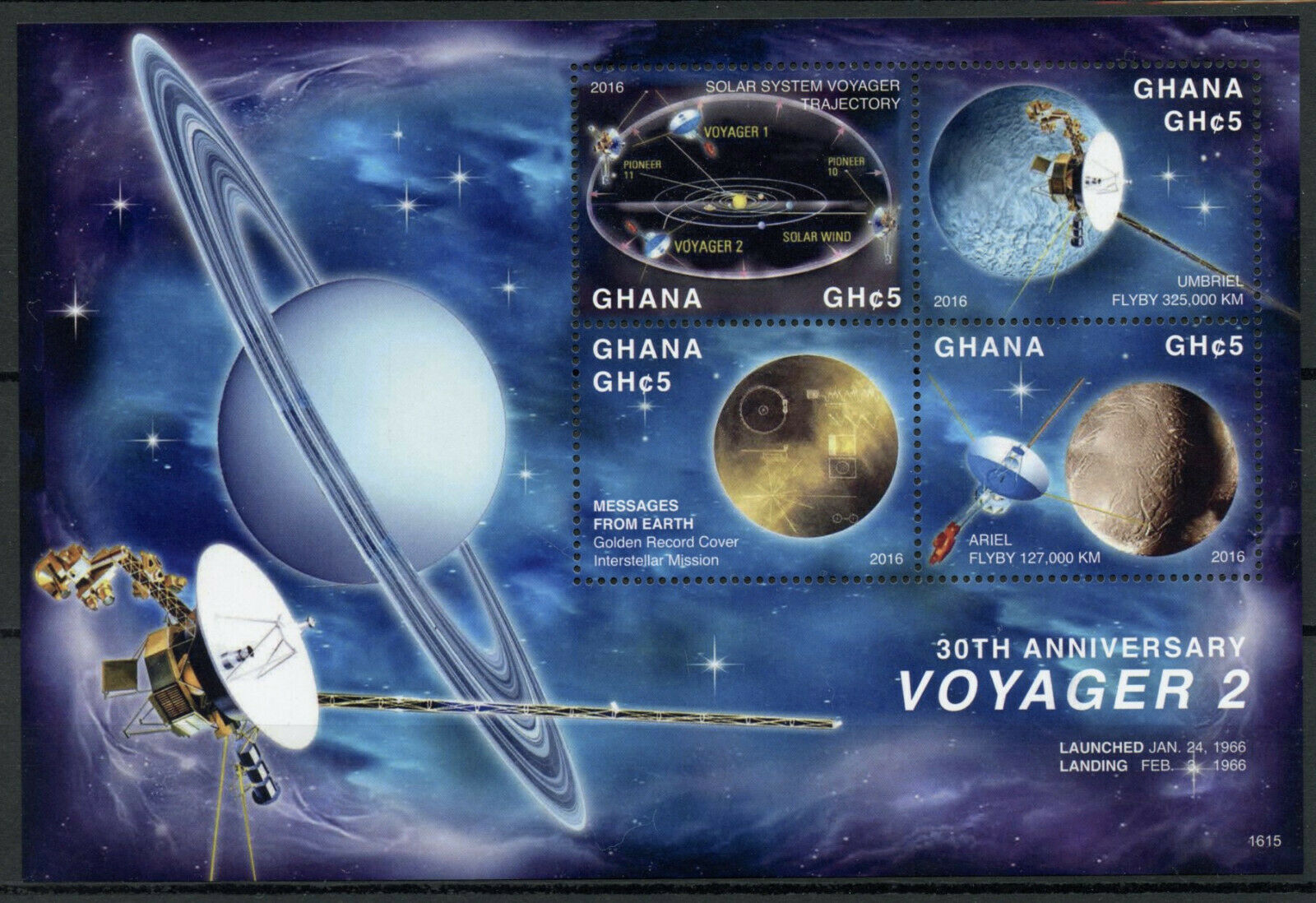 Ghana 2016 MNH Space Stamps NASA Voyager 2 Probe 30th Anniv 4v M/S