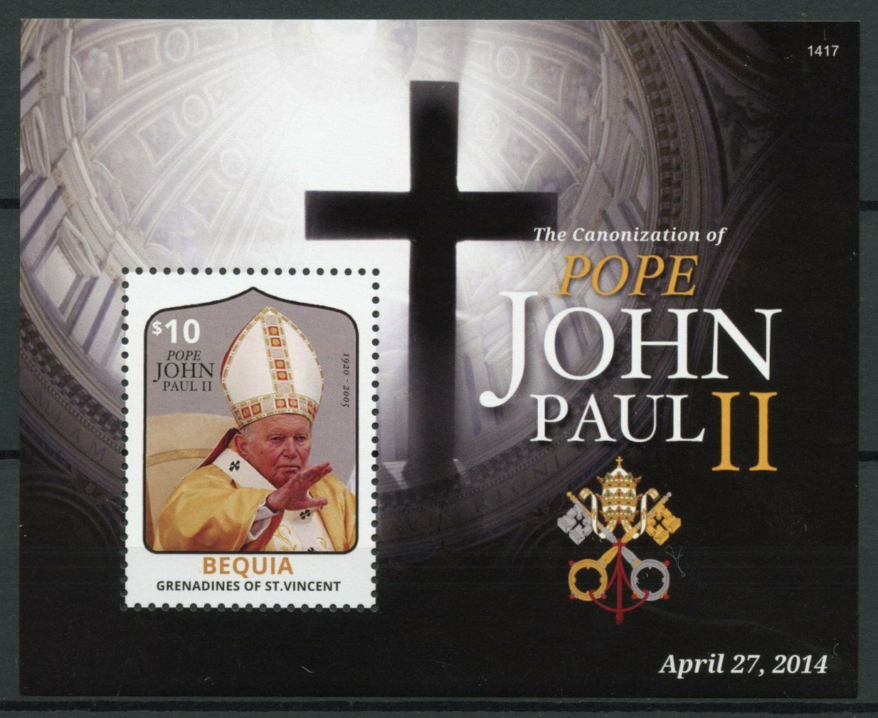 Bequia Gren St Vincent 2014 MNH Pope John Paul II Stamps Canonization 1v S/S I