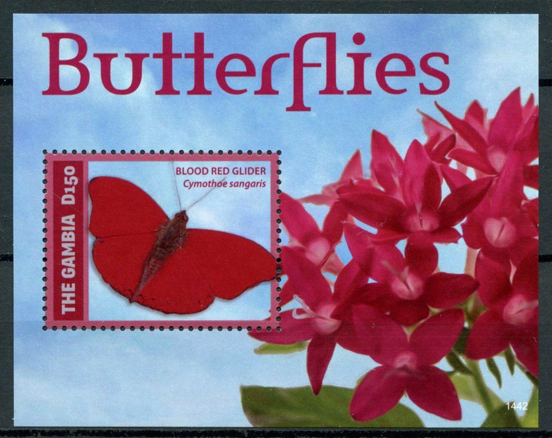 Gambia Butterflies Stamps 2014 MNH Blood Red Glider Butterfly Insects 1v S/S