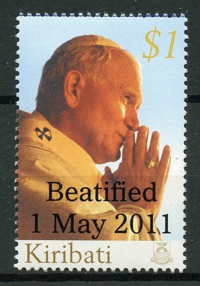 Kiribati 2011 MNH Pope John Paul II Stamps Beatification OVPT Religion 1v Set