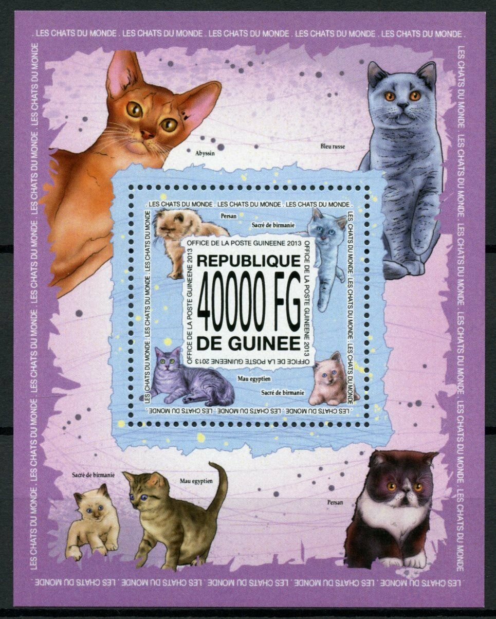 Guinea Cats Stamps 2013 MNH Egyptian Mau Persian Birman Cat 3v M/S