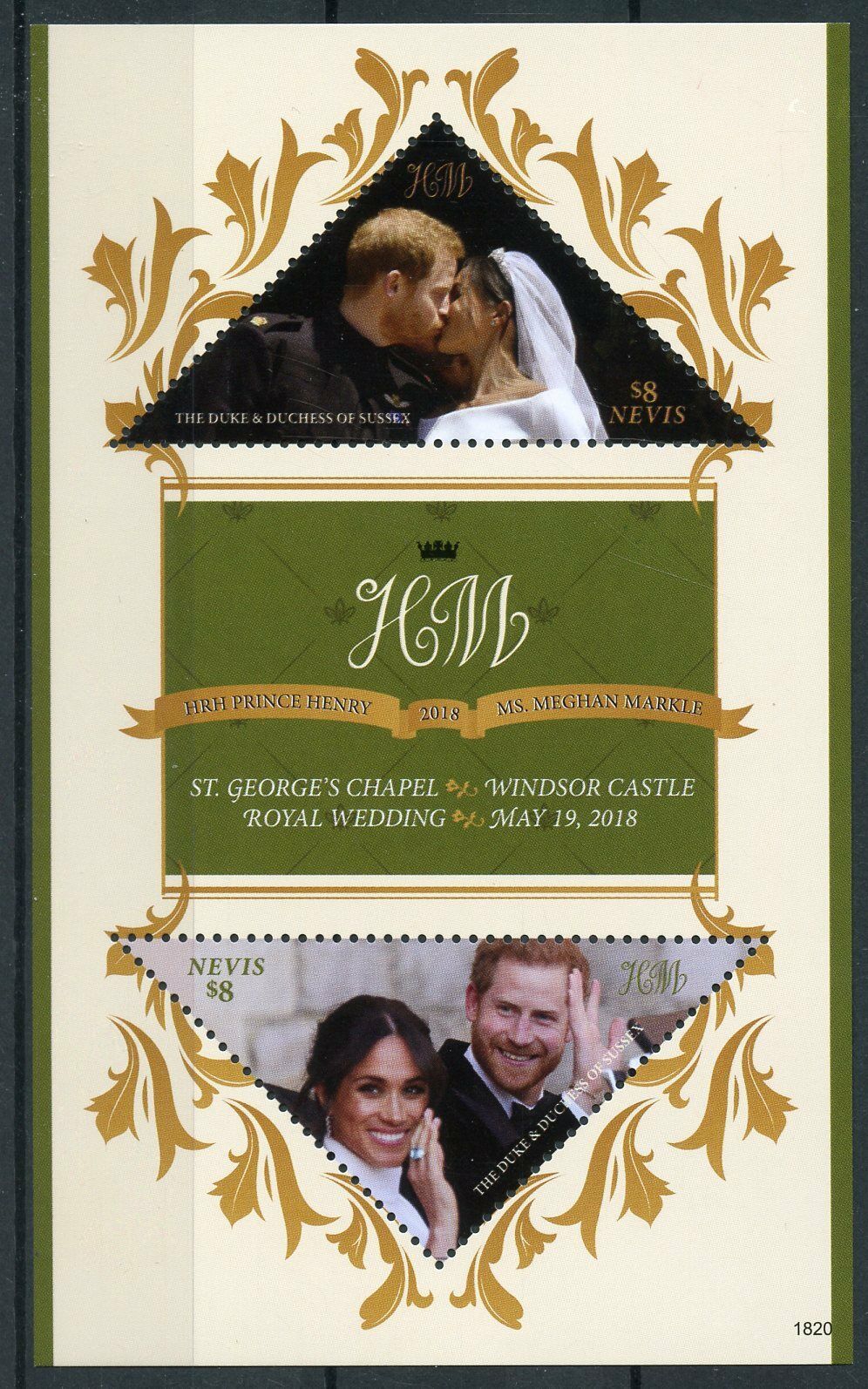 Nevis 2018 MNH Prince Harry & Meghan Royal Wedding 2v S/S Royalty Stamps