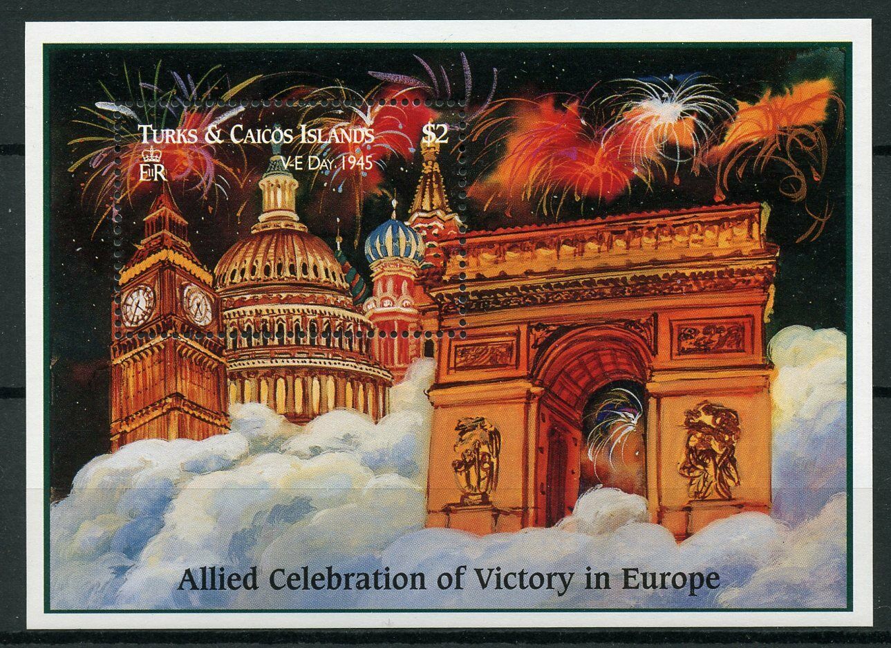 Turks & Caicos 1995 MNH WWII WW2 VE Day World War II Big Ben 1v S/S Stamps