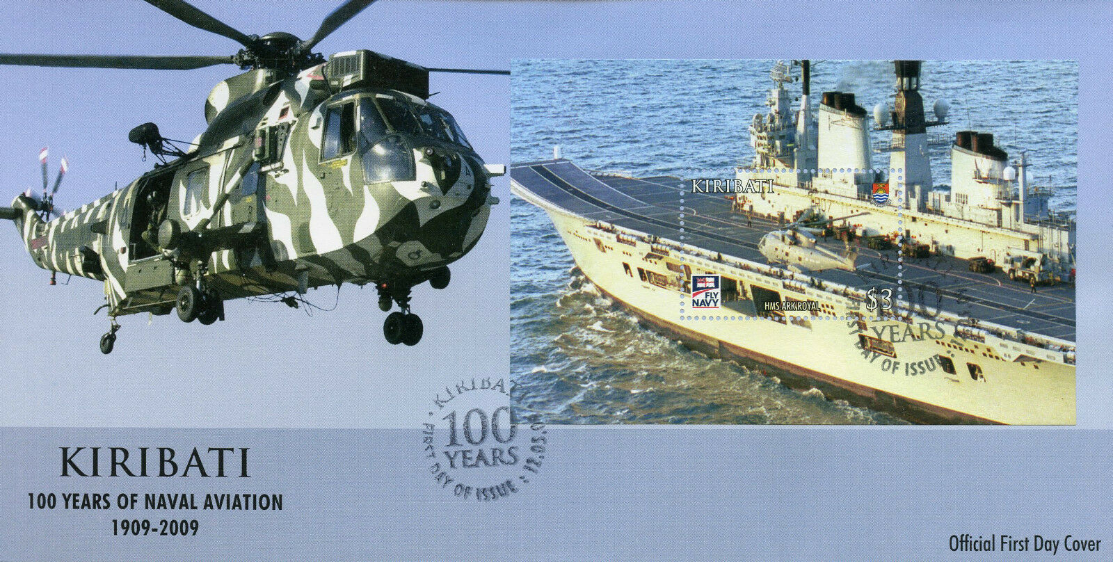 Kiribati 2009 FDC Ships Stamps Naval Aviation 100th Anniv Helicopters 1v M/S