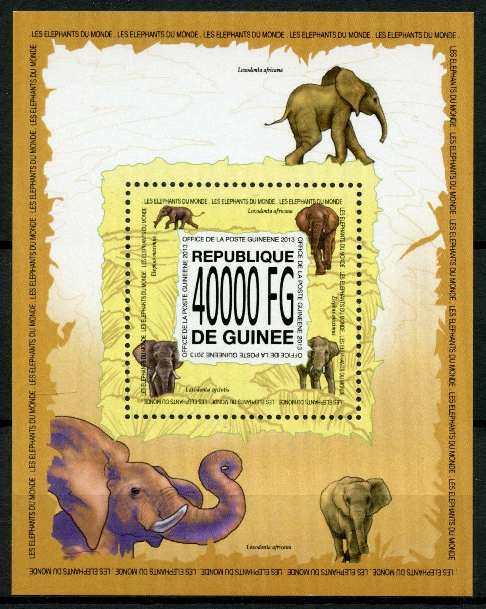 Guinea Wild Animals Stamps 2013 MNH Elephants Elephant Fauna 1v S/S